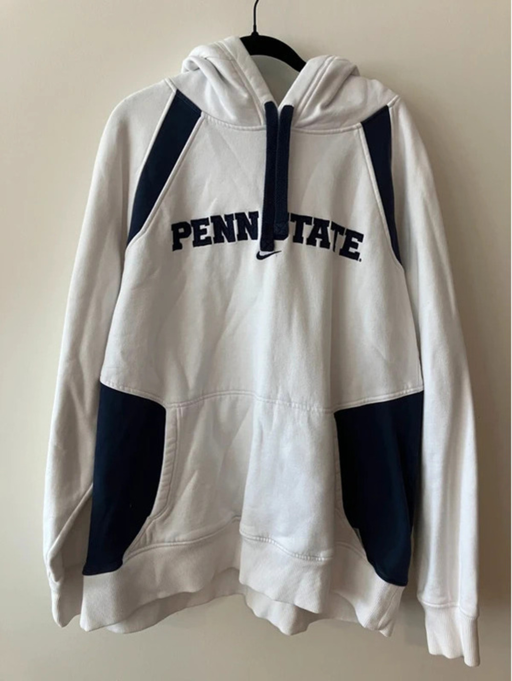 Nike Team Penn State Hoodie XL Y2K White Navy Colorblock Nittany Lion Logo